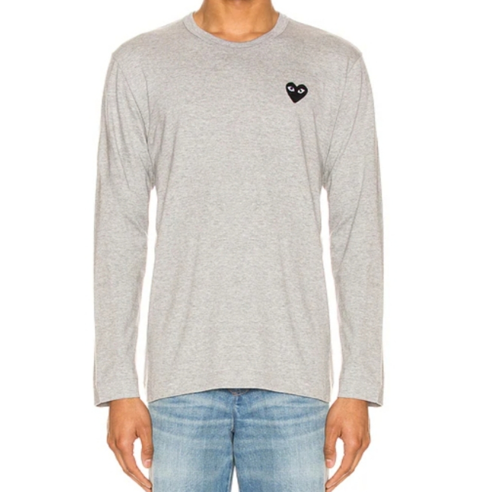 Comme des Garcons PLAY Tee Shirt Men Large Grey Long Sleeve GARÇONS